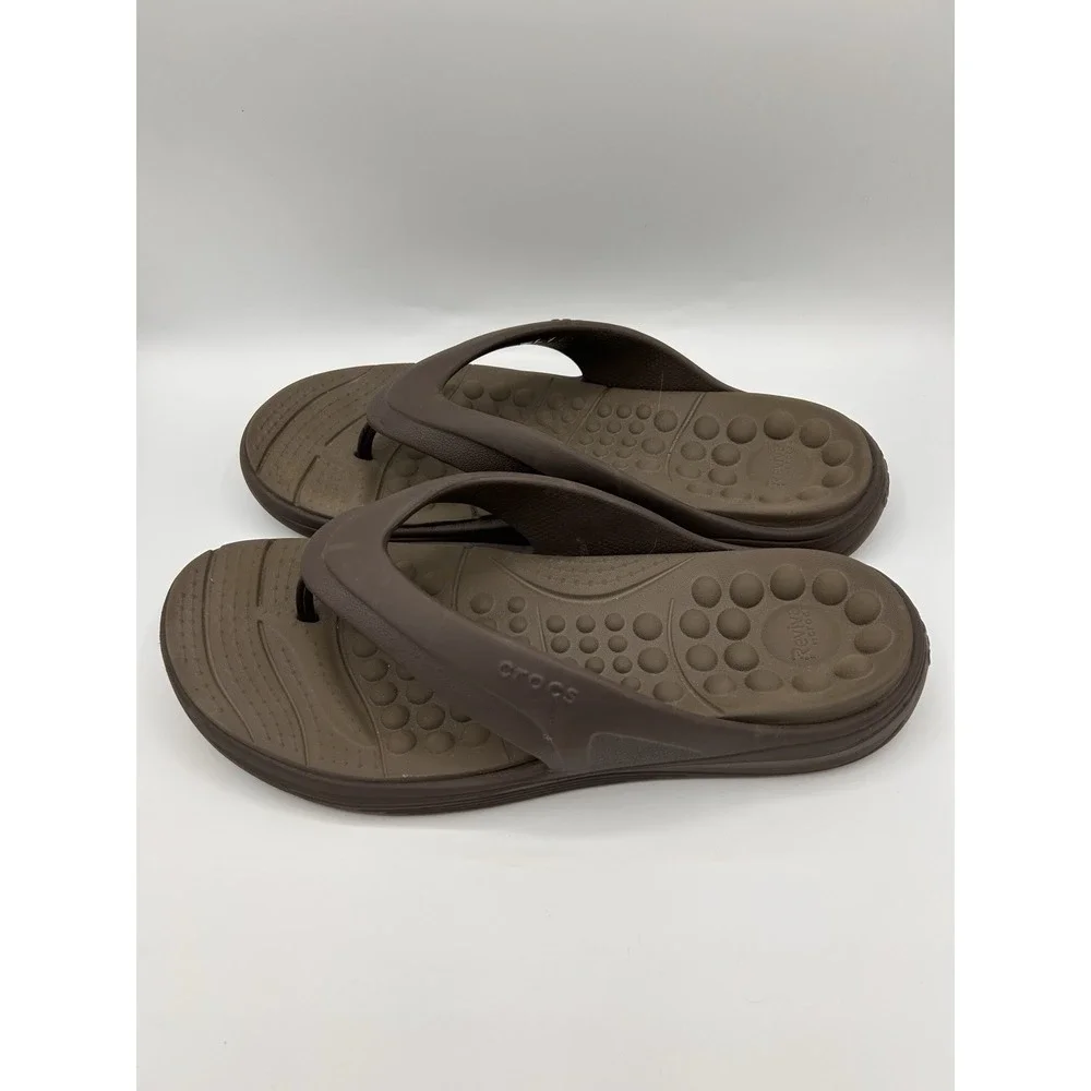 Crocs Men's Flip Flops Thong Sandals Brown Slip On Summer Size 11
